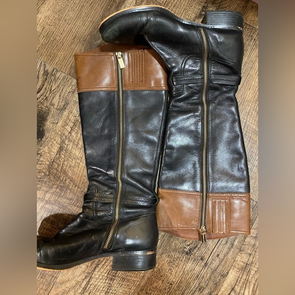Michael Kors Fulton Two Tone Leather Riding Boots Size 10 - Picture 7 of 7